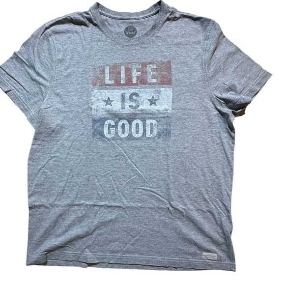 Life Is Good Gray and Blue T-Shirt - Picture 1 of 5